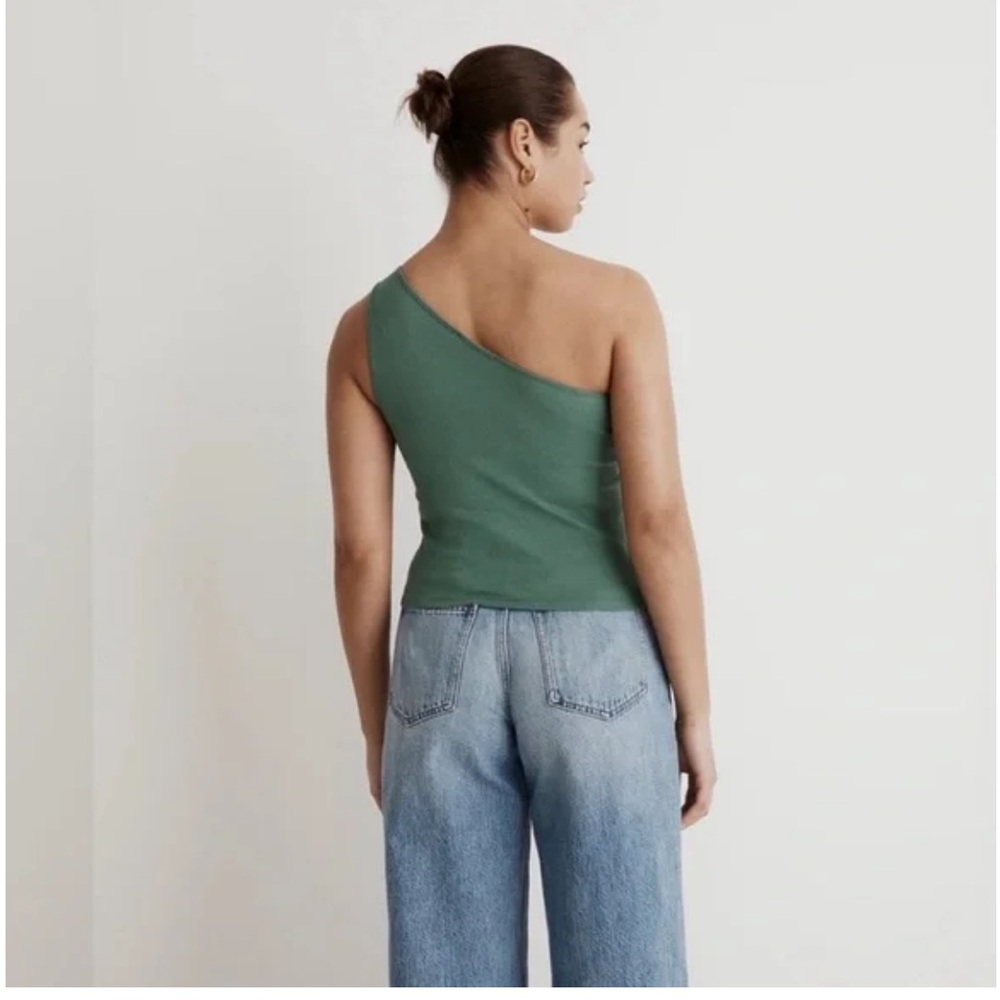 One-Shoulder Green Women's Top